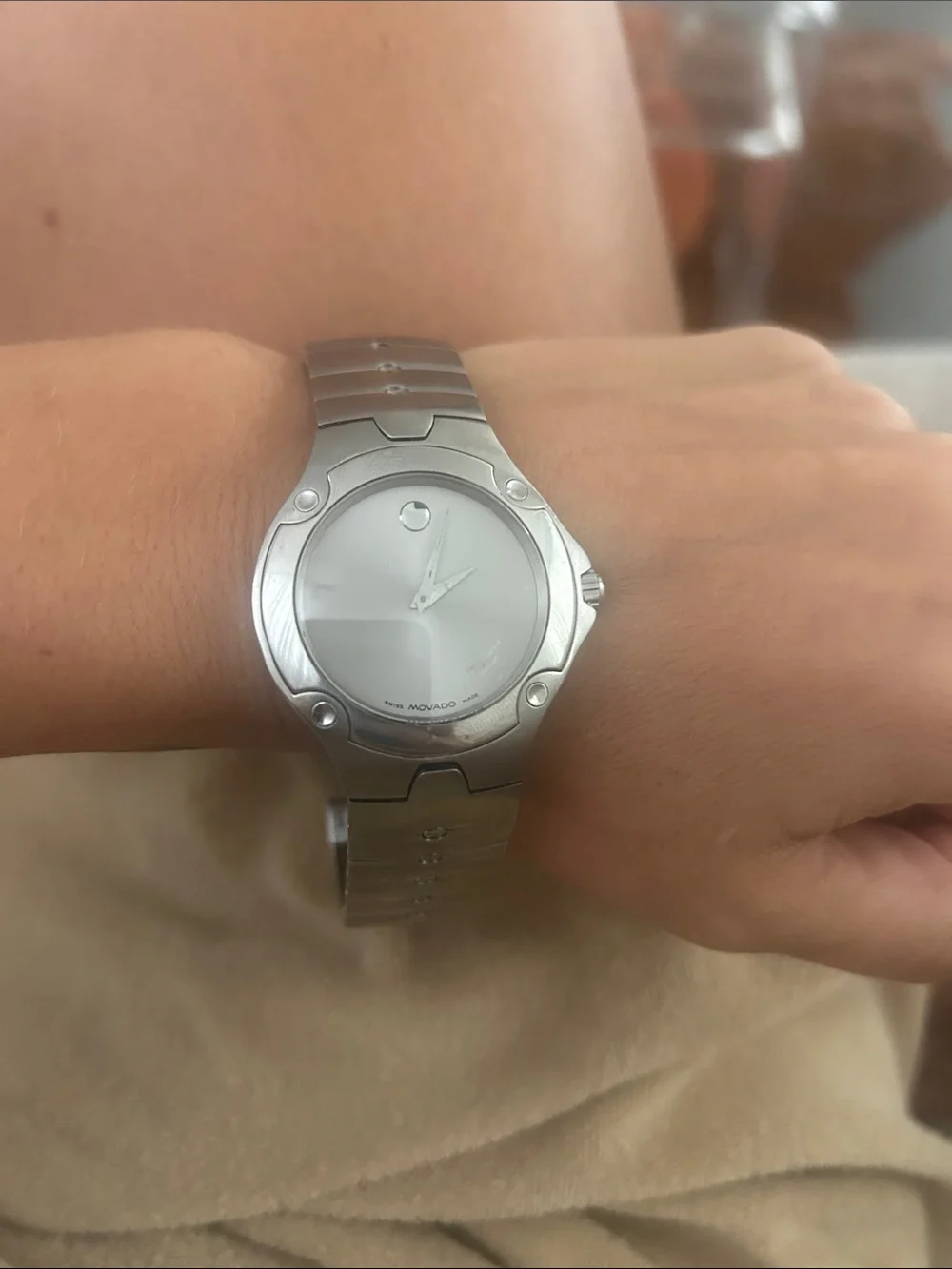 Movado Silver Stainless Steel Bracelet Watch with Minimalist Dial